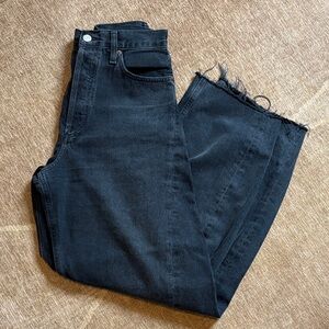 Agolde Black Luna High Rise Pieced Taper Jeans 27